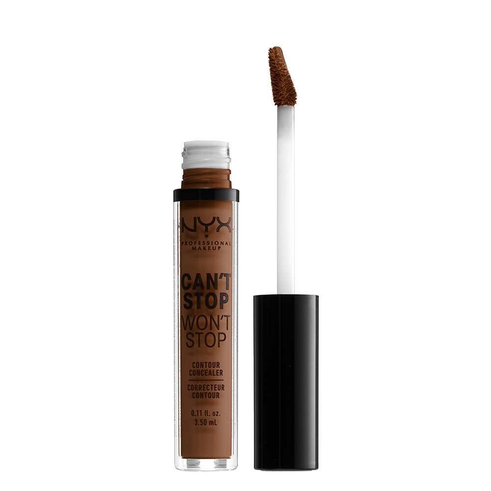 NYX Professional Full Coverage Concealer, 24 Hour Longevity, Can't Stop Won't Stop Contour Makeup Concealer, Matte Finish, Shine Control, Long Lasting, Vegan Formula, Shade: Mocha