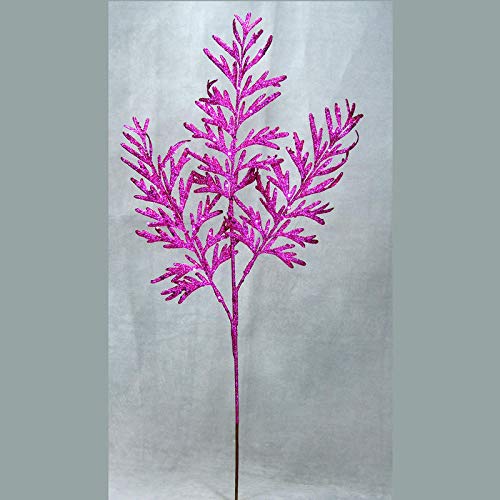 Factory Direct Craft Fuchsia Glitter Leaves Sprays | Set of 6