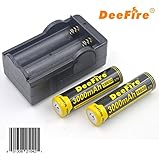 DeeFire® 2 pcs 18650 3000mah 3.7v Li-ion Rechargeable Battery + 1pcs Smart Travel Charger For Flashlight Torch Headlamp Light