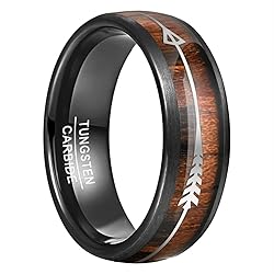 Vakki 8mm Black Domed Tungsten Carbide Ring for Men