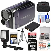 Bell & Howell DV30HD 1080p HD Video Camera Camcorder (Purple) with 16GB Card + Battery + Case + Tripod + LED Video Light + Kit