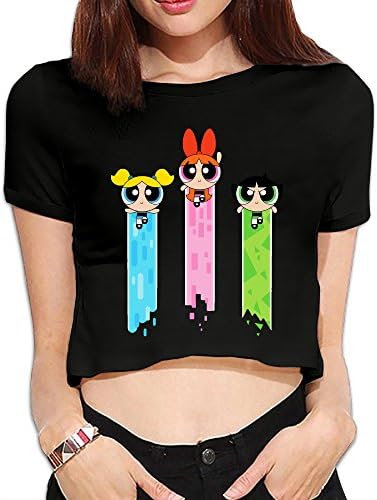 SYY Woman Powerpuff Girls Midriff Tshirt Size M Black