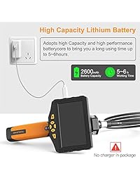 Teslong   Endoscopio portátil, pantalla LCD de 3,5 pulgadas, con 6 LED de 0.217 in de diámetro, resistente al agua, cámara digital industrial en espiral, cámara de inspección