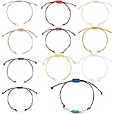 DELORIGIN 50pcs 10Colors DIY Bracelet Half-Finished Jewelry Making Cord Waxed Bracelets Beaded Adjustable Rope Thread with Steel Jump Rings for Jewelry Making Friendship Bracelet