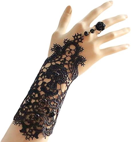 Victorian Gothic Vampire Slave Lace Bracelet (Black)