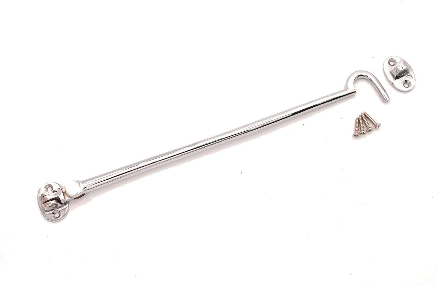 Infinity Decor Heavy Duty Polished Chrome 12" (300mm) Cabin Hook & Eye Silent Catch Door Latch Lock for Gate Shed Patio Window Garden Gate