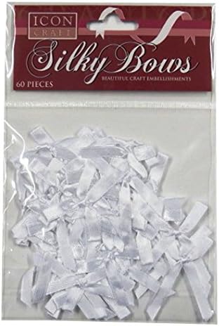 Icon Craft Silky Bows - White, Pack of 60