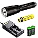 Nitecore SRT7 Revenger 960 Lumens XM-L2 LED Built in Red, Green, Blue Lights, Red-Blue Strobe, Variable brightness Flashlight/searchlight with Nitecore NL186 18650 Li-ion rechargeable battery, Genuine Nitecore i2 intelligent Charger, in-Car Charging Cable and 2 X EdisonBright CR123A lithium Batteries bundle