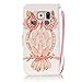 Firefish Galaxy S6 Case, Galaxy S6 Wallet Case, Kickstand Card Slots Cash Holder Dual Layer Impact Resistant Case Cover with Wrist Strap Magnetic Snap Closure for Samsung Galaxy S6-Owl
