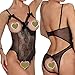 Women Sexy Teddy Lingerie One Piece Lace Babydoll Bodysuit Nightie Plus Size S-3XL (Small, Black)