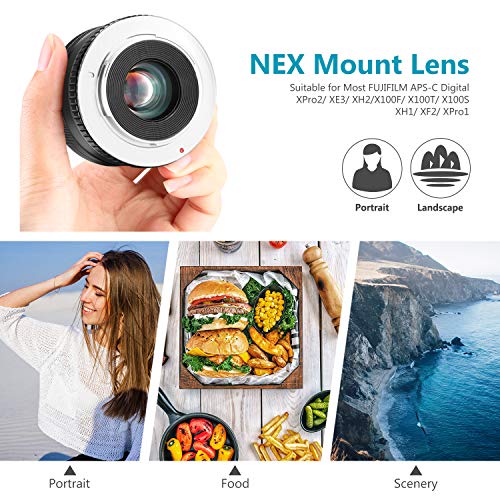 Neewer 35mm F1.2 APS-C Objectif Focale Manuelle Fixe Grande Ouverture en Aluminium pour Fuji Appareil Photo Mirrorless avec Support E X-A1 X-A10 X-A2 X-A3 X-A X-M1 X-M2 X-T1 etc - Image 3
