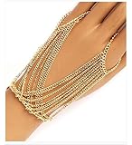 Suyi Crystal Simple Chain Bracelet Finger Ring Slave Bangle Hand Harness (Multilayer)