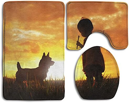 NEW Play With The Host Dog 3 Piece Bathroom Mats Set Non-Slip Bathroom Rugs/Contour Mat/Toilet Cover