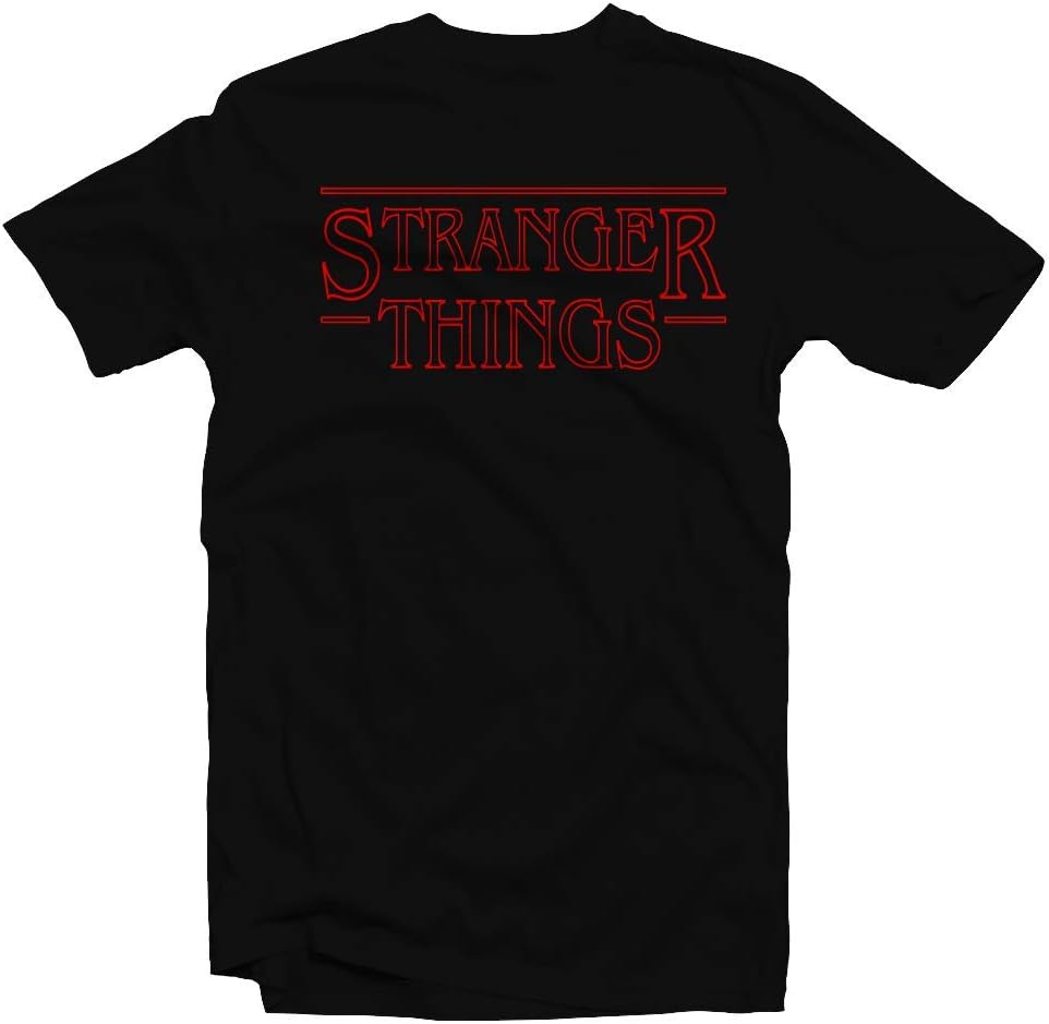Stranger 80s TV Show Inspired T-Shirt (Large, Black)
