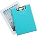 OffKits A5 Clipboard, PU Leather Report Cover Document Holder Paper Board Holder Low Profile Clip Hardboard ,Non-slip with Rubber, 80-100 sheets Capable, 9x6.8Inches (Blue)