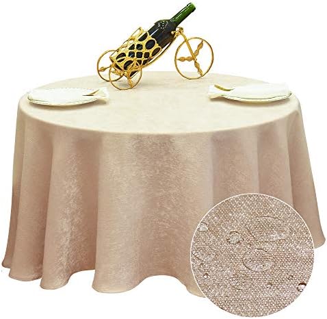 Balcony Falcon テーブルクロス お手入れ簡単 コットンリネン ラウンドテーブルクロス 防水 耐油 洗濯可能 耐久性 ベージュ フラッシュ リネン 72インチ
