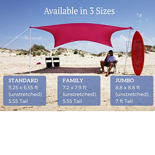 ZiggyShade Family Beach Sunshade - Lightweight Sun Shade Tent with Sandbag Anchors & 4 Free Pegs | UPF50+ UV Quality Lycra Fabric | Large & Portable | Canopy for Parks & Outdoors (Sky Blue, Jumbo) - Thumbnail 3