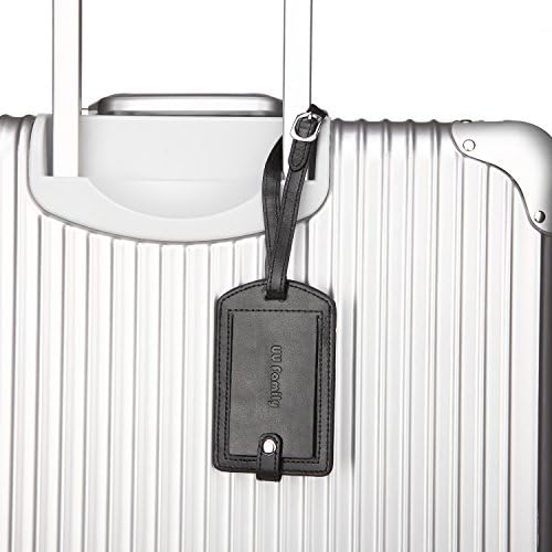 UU Family PU Leather Luggage Tag for Women and Men (Black)