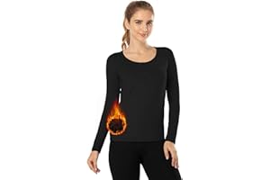 MANCYFIT Womens Thermal Tops Fleece Lined Shirt Long Sleeve Base Layer Scoop Neck