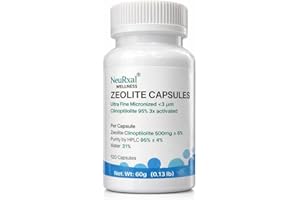NeuRxal Zeolite 120 Capsules - Ultra Fine Micronized <3μm - Clinoptilolite 95% 3X Activated - Natural Mineral Dust -