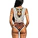 NJunicorn Uncle Fashion Women African High Cut Swimsuit One Piece Lace Up Backless Printed Bathing Suit Plus(White 6/8)