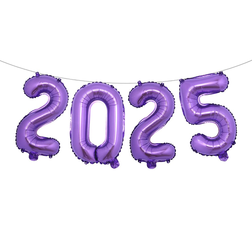 Photo 1 of 16 Inch 2025 Balloons Number 2025 Foil Balloons for New Years Eve Party Supplies Anniversary Party Graduation Decorations Home Office Decoration (2025 Purple)