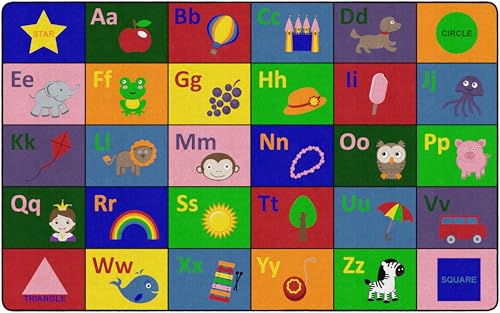 Flagship Carpets Learning Fun Classroom Educational Area Rug for Kids and Teach…