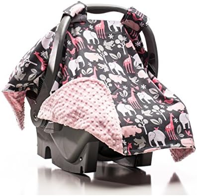 Elonka Nichole Baby Girl Car Seat Canopy, Safari White Elephant