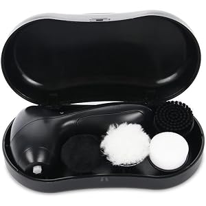 Anu Limen Electric Shoe Polisher Brush, Compact Handheld Leather Shoes Polisher with 4 Brush Heads, ABS Portable Buffing Tool