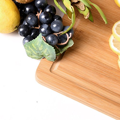 Comllen Organic Bamboo Gift Set With 3-Piece Wooden Utensils and a 14.5" x 11.5" Bamboo Cutting Board