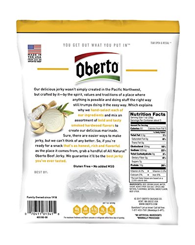 Oberto All-Natural Original Beef Jerky, 3.25 Ounce (Pack of 4)