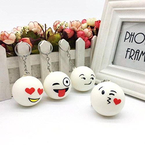 Kemilove 1PC Cute Emoji Bread Decompression Toys Slow Rising Squishies Keychain Squeeze Stress Relief Toy