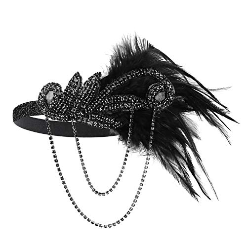 Xuhan 1920s Flapper Costume Accessories Set for Women Headband Necklace Gloves Cigarette Holder (Set-72)