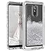 Dexnor Compatible with LG Stylo 4 Case LG Q Stylus Case Hard Clear Glitter 3D Flowing Liquid Cover TPU Silicone + PC 3 Layer Shockproof Protective Heavy Duty Defender Bumper for Girls/Women - Silver