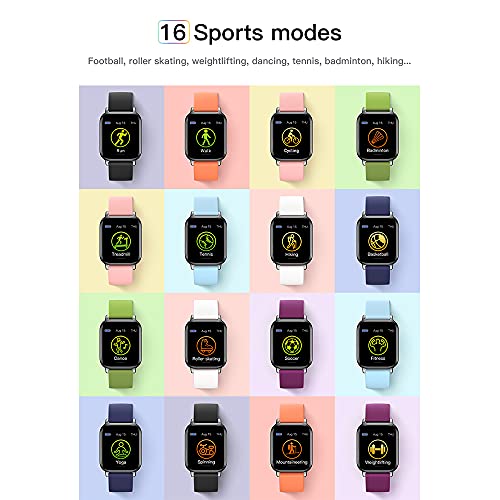 Smart Watch for Android Phones and iOS Phones, IP68 Swimming Waterproof Smartwatch, Fitness Tracker for Heart Health, Body Temperature, Blood Pressure, Blood Oxygen, Support 16 Sports Modes, Black