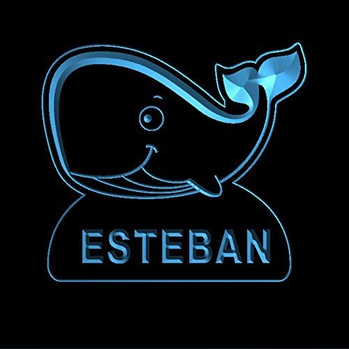 ws1037-0593-b ESTEBAN Whale Night Light Nursery Baby Kids Name Day/ Night Sensor LED Sign