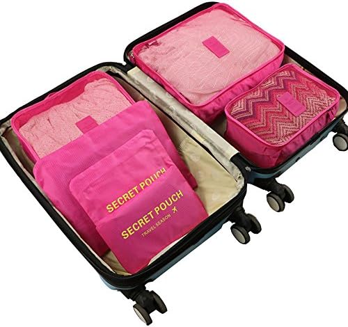 Travel Packing Cube Luggage Organizers Bag Lightweight Clothes Storage Secret Pouches Set of 6