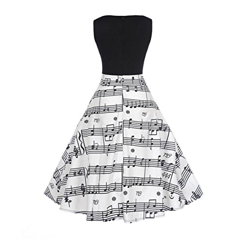 Vintage Dress, AgrinTol Women Printing Bodycon Sleeveless Casual Evening Party Dress (S, White3)