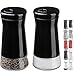 Salt and Pepper Shakers Set with Adjustable Pour Holes by CHEFVANTAGE - Black