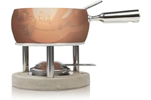 Boska Cheese Fondue Party Set - Fondue Pot Set Stove Safe Copper Hot Pot Chocolate Fountain Snack - Wedding Registry Items Small Kitchen Appliances for up to 4 Persons
