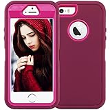 iPhone 5S Case, Fogeek Heavy Duty PC + TPU Combo Protective Defender Body Armor Case for iPhone 5S & iPhone 5 with Finger Print Function (Wine Red/Rose)