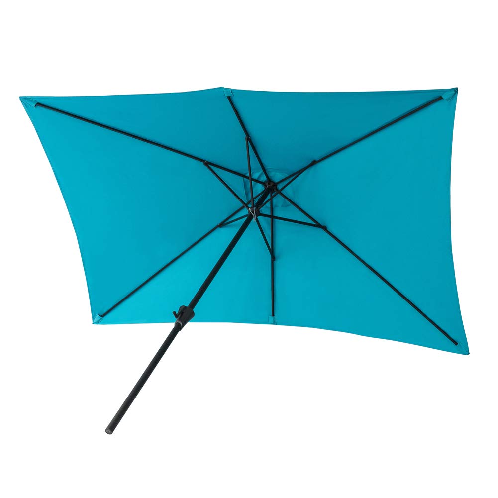 C Hopetree Rectangle Outdoor Patio Market Umbrella For Rectangular Outside Table Or Poolside 6 6 X 10 With Crank Aqua Blue Amazon In Garden Outdoors