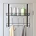 NEX Over The Door Coat Hook Organizer Bathroom Towel Hanging Rack with Basket(Dark Brown)
