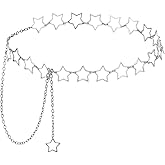 BOHUIZ Metal Star Waist Chain for Women, Silver Women's Chain Belt Adjustable Body Chains with Long Tassel Trendy Western Belly Chains Belt for Women Girls Dresses Skirts Jeans