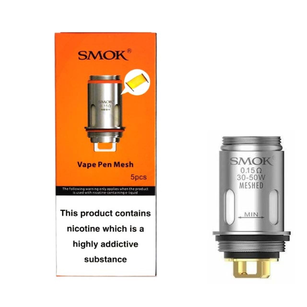 SMOK VAPE PEN Coils 0.15 Ohm [Pack of 5] - Mesh Build, Rich Flavour and Huge Clouds, DTL Vaping, Improved Quality, Replacement Coil For VapePen22/VapePenV2/VapePen Tank, No Nicotine