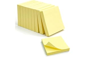 10 Pads Square Sticky Notes, 3x3 Inch Self-Stick Note Pads, 100 Sheets/Pad, for Office, Home, School (Yellow)
