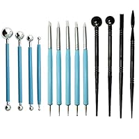 BIGTEDDY - 13pcs Polymer Modeling Clay Sculpting Tools, Dotting Pen, Silicone Tips, Ball Stylus, Pottery Ceramic Clay Indentation Tools Set Also for Cake Fondant Decoration and Nail Art