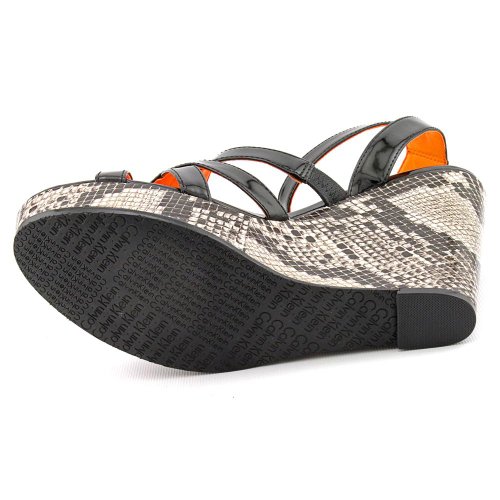 Calvin Klein Jennah Womens Open Toe Patent Leather Wedge Sandals Shoes