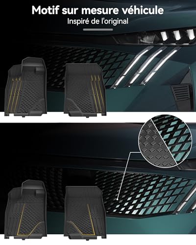 3W Peugeot 3008 III 2024-2025 2026 (NOT ELECTRIC/EV) Easy To Clean All Weather Floor Mats in Thorex Non-Slip Waterproof Car Boot Mat for 3008 Phase 3
