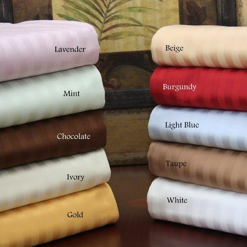 Ethereal Bedding 300-TC Sateen Super Soft 1-PC Luxury Fitted Sheet Emperor Stripe Light Blue Fit Upto 15'' Inches Deep Pocket 100% Egyptian Cotton